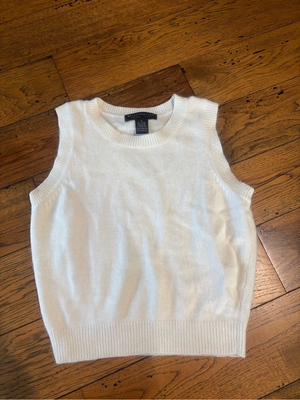 Metropolitan New York Women’s Classic Sleeveless Knit Top in Cream Rabbit Hair